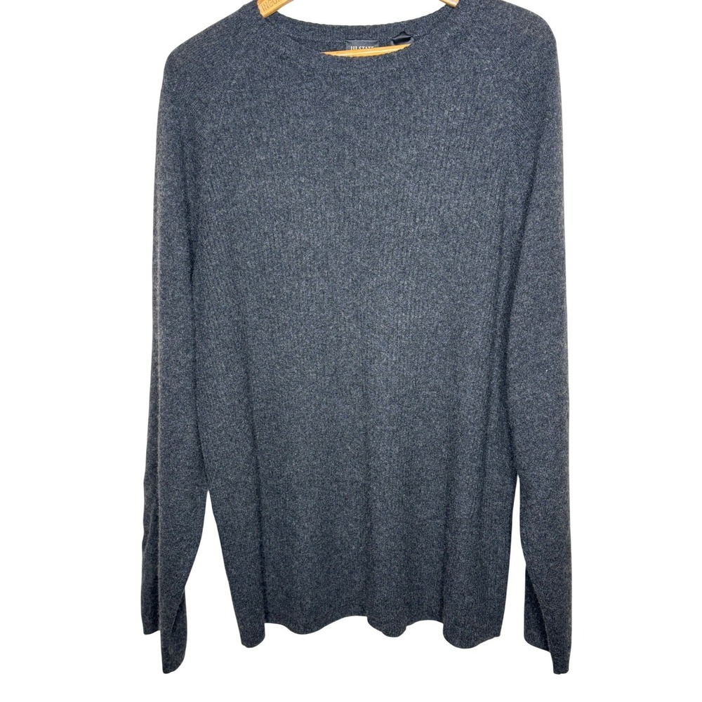 Men's Charcoal Gray 100% Cashmere Crew Neck Sweater XL Luxury Minimalist Comfort
